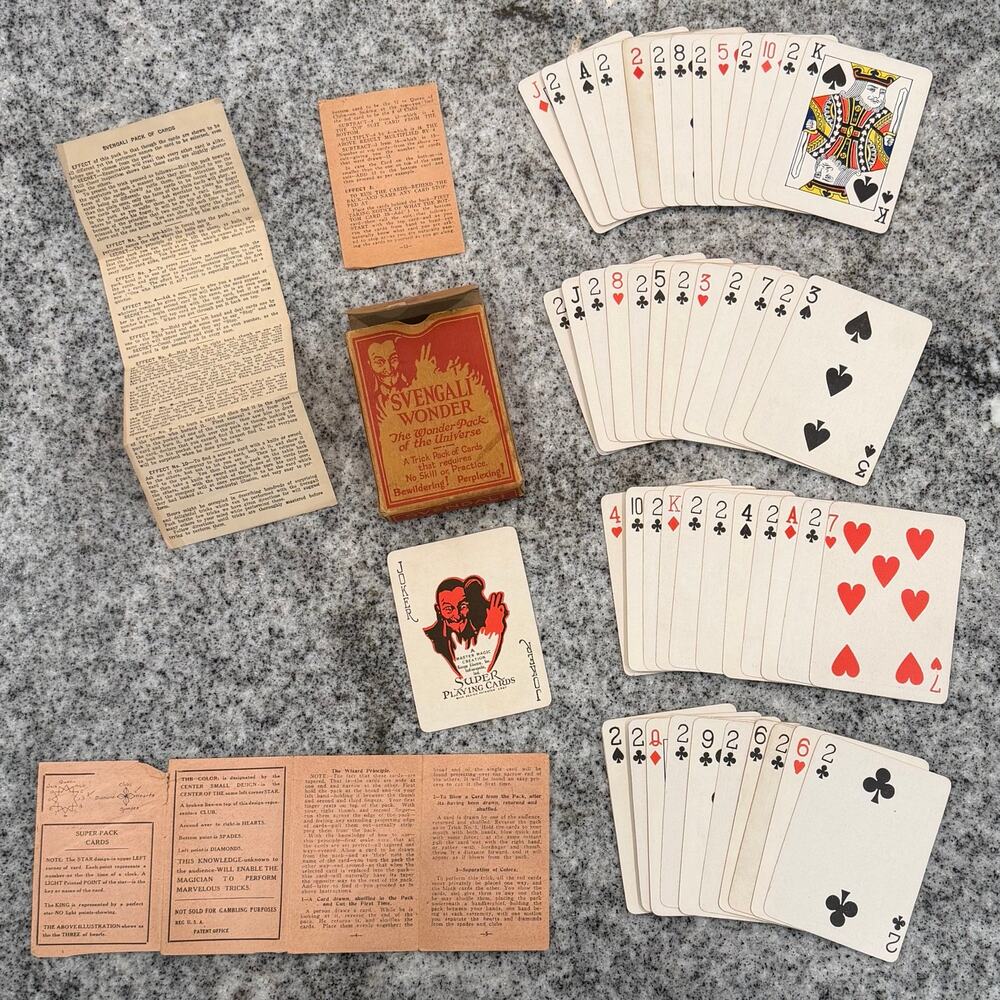 VINTAGE/Complete 1940s SVENGALI Magic Wonder Deck w OG Instructions/Pamphlets